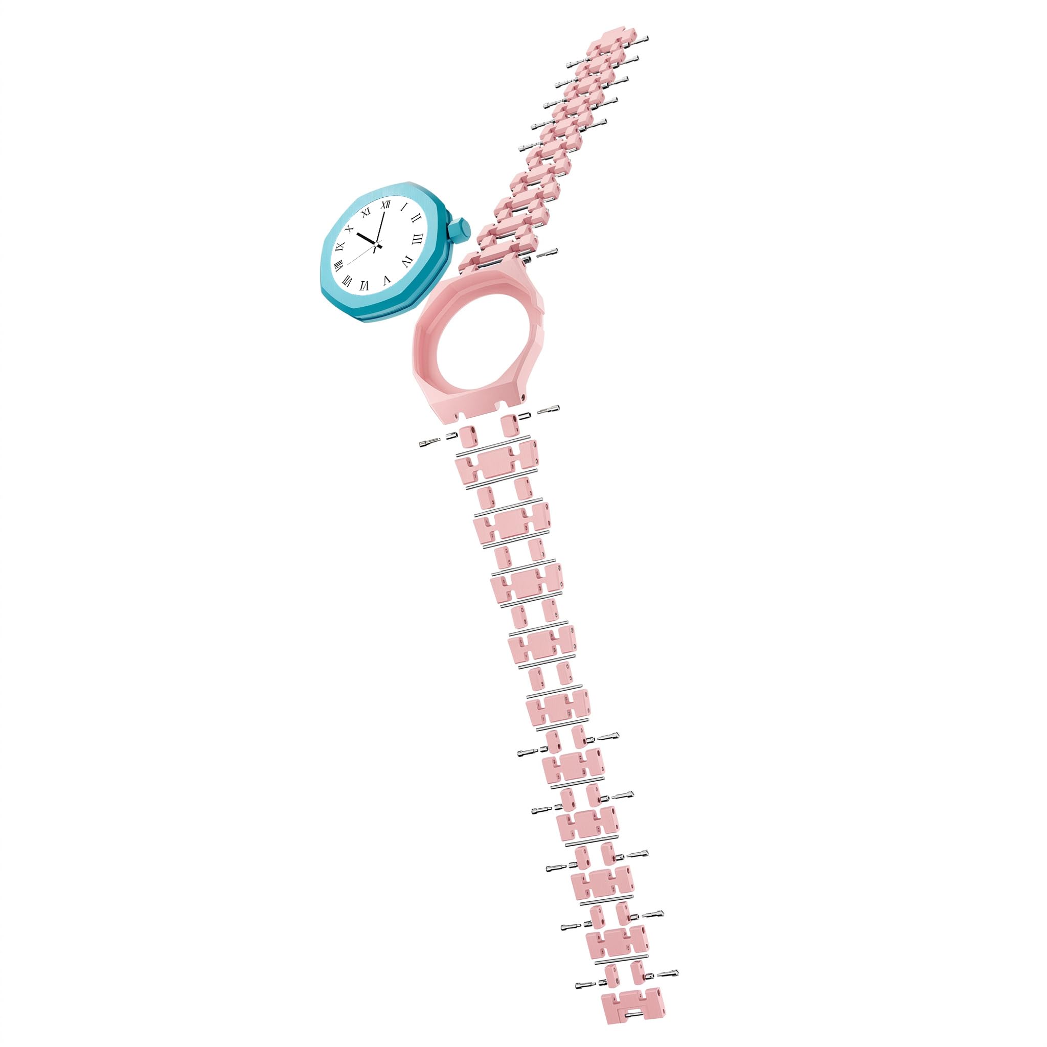 HTU Set di cinturini con cassa in ceramica, passa al di braccialetti in biomateriali per orologi da uomo e da donna, accessori di ricambio per il tuo orologio-Rosa