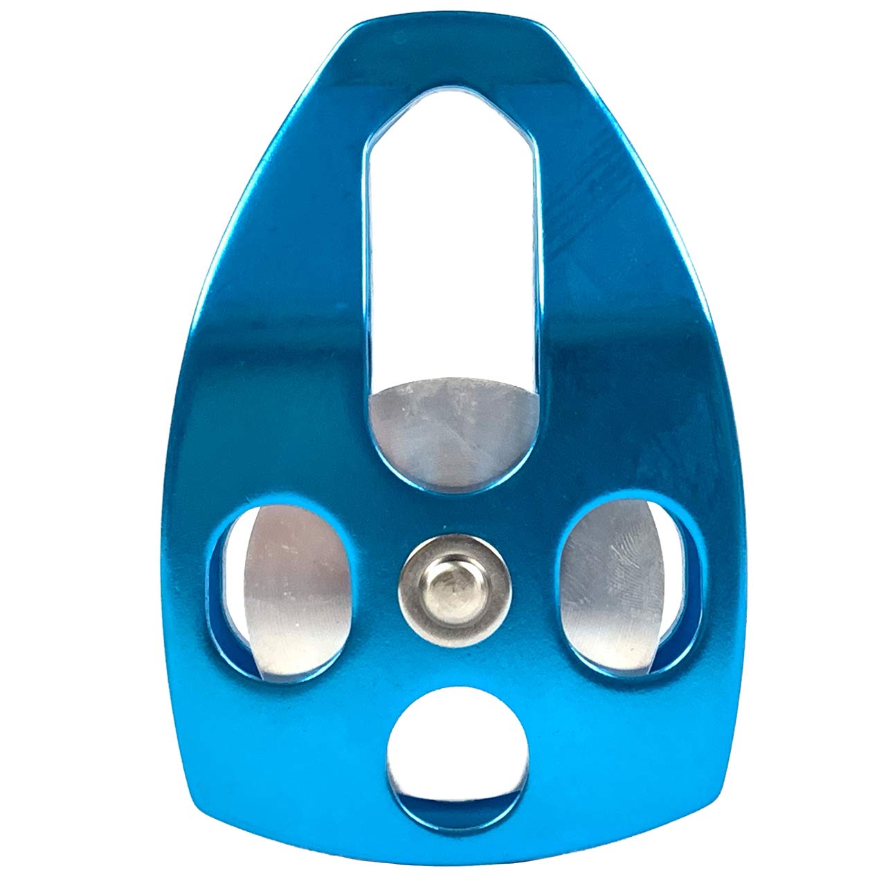 Polea de cuerda de aluminio de 30 kN con placa oscilante, certificado CE/UIAA, polea individual (azul) - Cuerda de 5/8 pulgadas