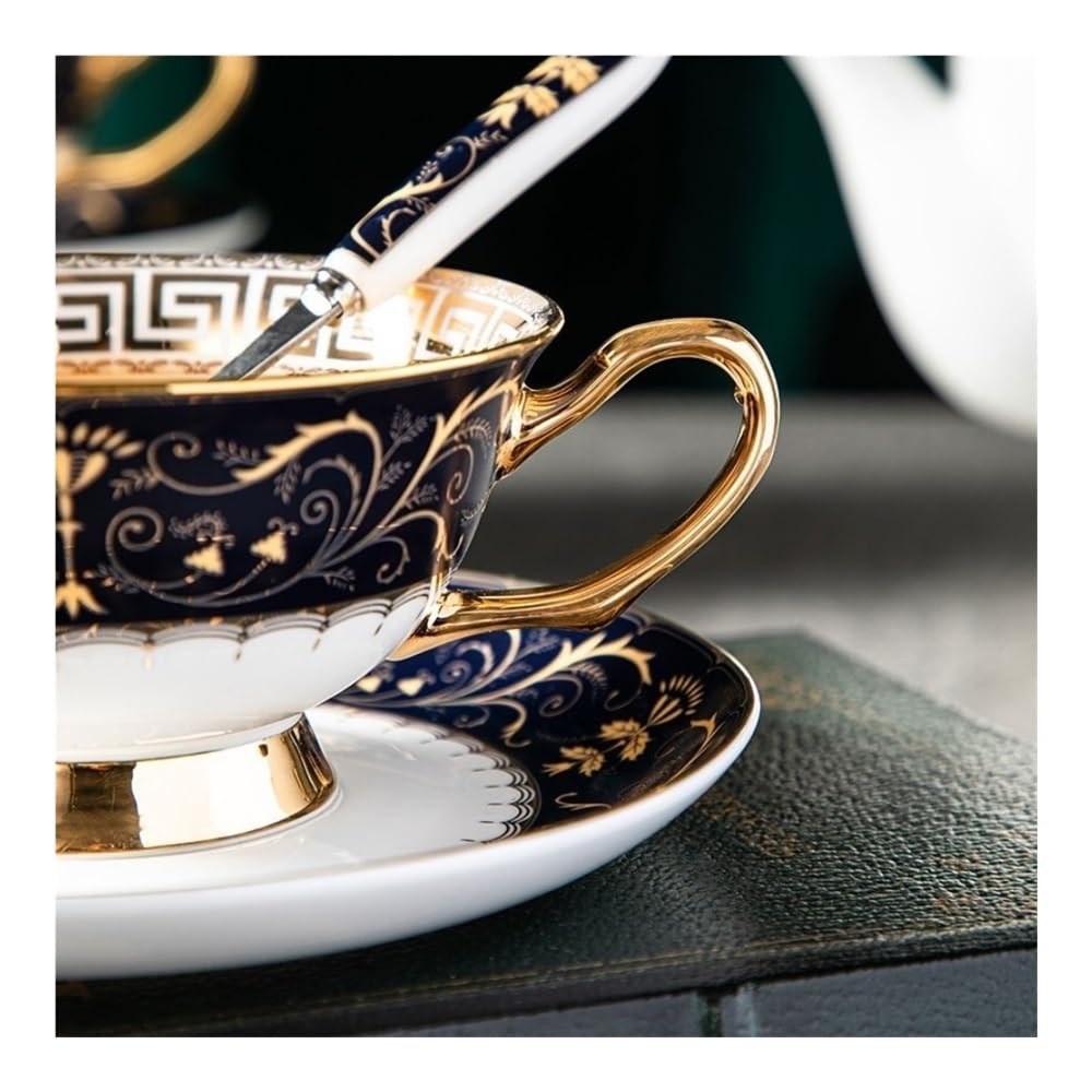 Kubki Zestaw do kawy w stylu europejskim, filiżanki z porcelany kostnej retro, ceramiczne i spodki, wysokiej jakości wykwintny zestaw herbaty popołudniowej do Latte, Gorącej Herbaty, Mleka