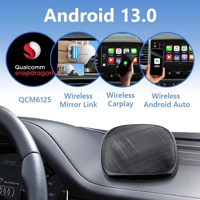 Image of CarPlay Ai Box 8+128G Android 13 Wireless Carplay Android Auto QCM6125 8-Core CPU 4G LTE for VW Audi Kia Fiat