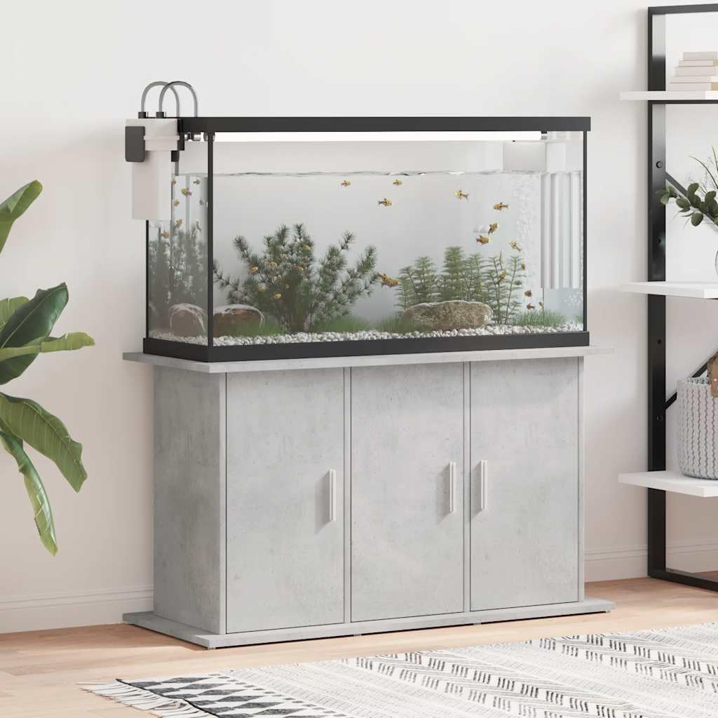 Soporte para Acuario, Mueble Acuario, Soporte de Pecera con Almacenamiento, Soporte Acuario de hormigón Gris 101x41x58 cm de Madera Sintética