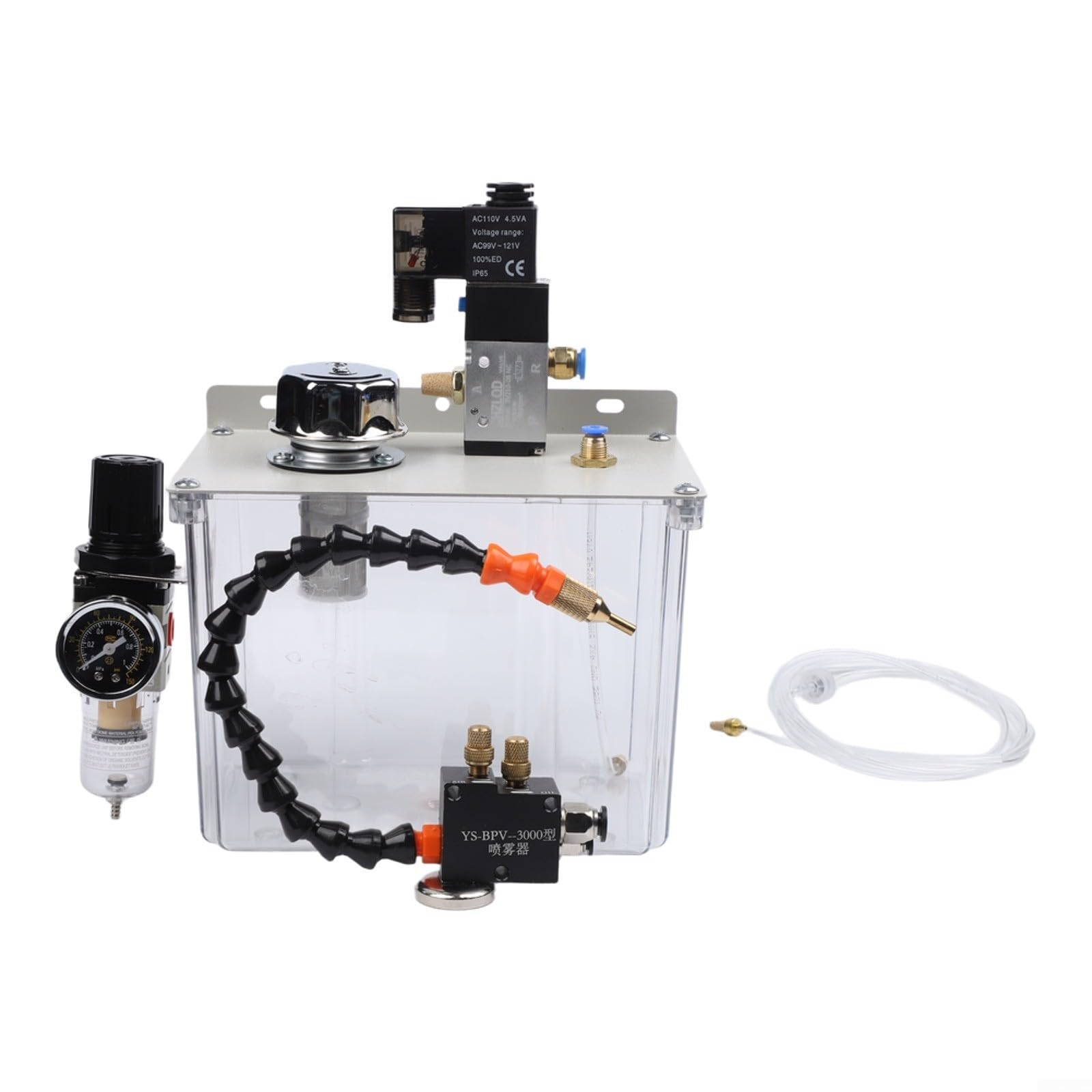 Sistema de pulverización de lubricante refrigerante de 3 litros con depósito de aceite, válvula magnética y regulador de presión, pulverizador de niebla de metal PVC para máquinas herramientas, caudal