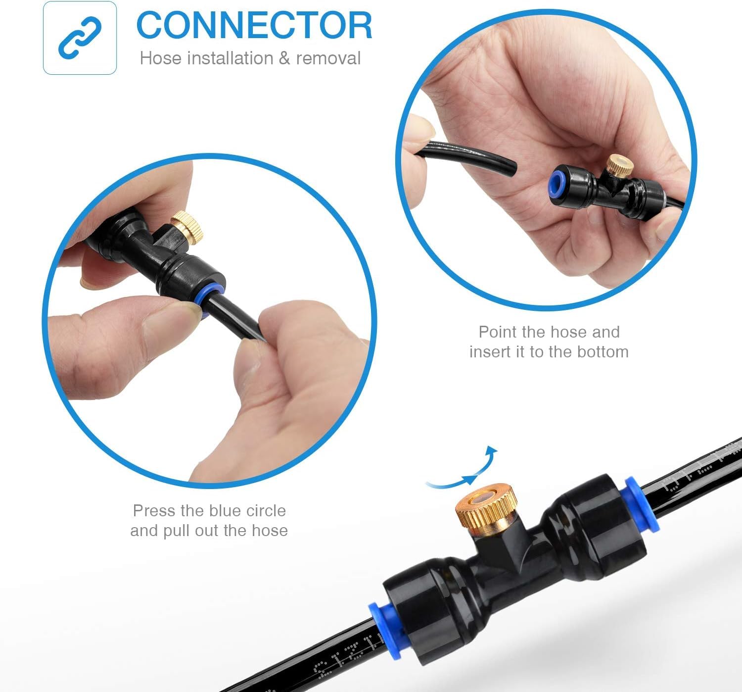 HOMENOTE Buses de Brumisation en Laiton, 10 Pièces Rechange pour Brumisateur Extérieur, Connecteurs en T pour Tuyau 1/4"