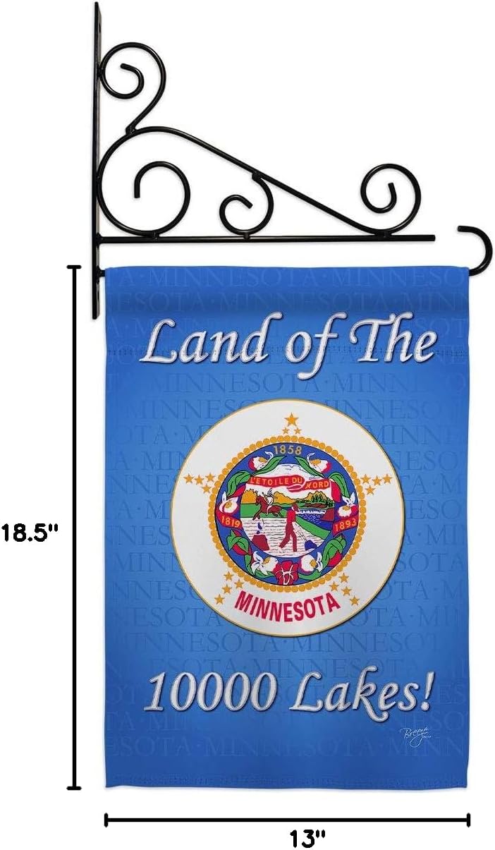 Minnesota Garden Flag Set Wall Holder Americana States USA American Territories Republic Country Particular Area Small Decorative Gift Yard House Banner Made In 13 X 18.5