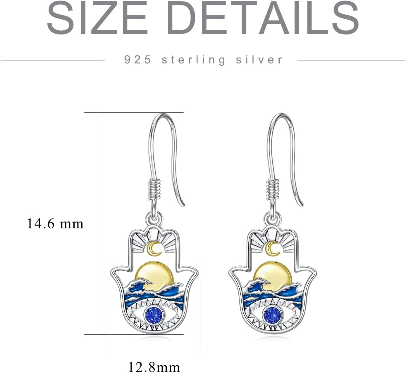 Hamsa Hand Earrings 925 Sterling Silver Hand of Fatima Drop Dangle Earrings Evil Eye Jewelry Gifts for Women