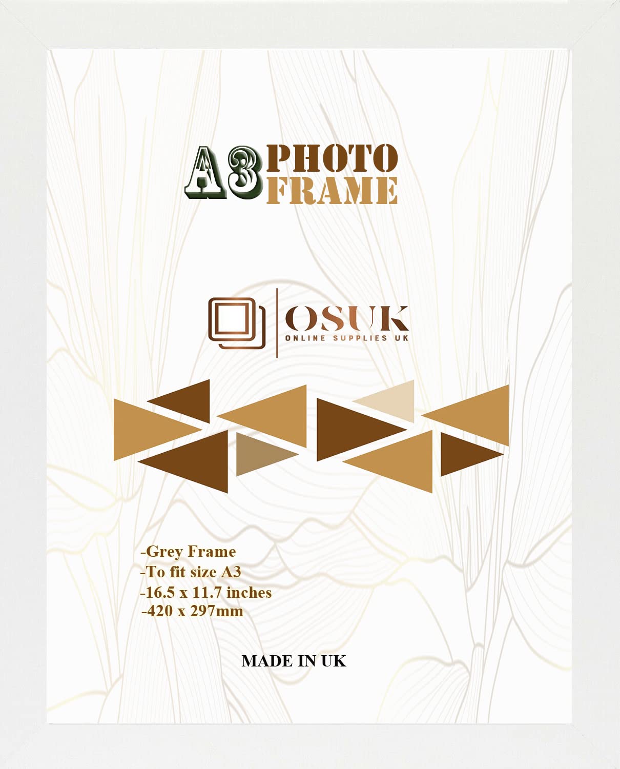 Frame Eazy White Osuk A3 Frame In Size 30 X 42Cm Picture Frame - A3 Photo Poster Frame With Clear Perspex Front & Wall Mounting Hooks To Hang Portrait Or Landscape