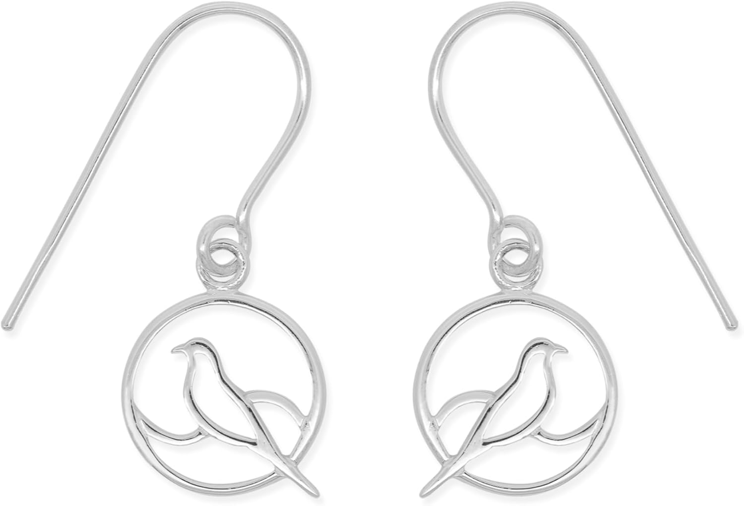 Boma Jewelry Sterling Silver Cutout Bird Circle Drop Dangle Earrings