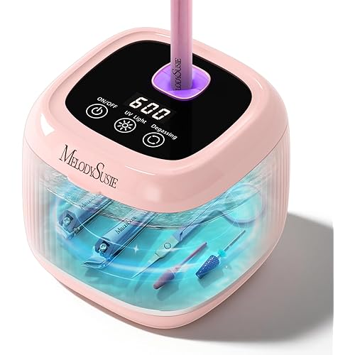 MelodySusie 2 in 1 Nail Tool Cleaning Machine, 3 Timers Mode for Nail Drill Bits, Nail Art Brush, Nail Clipper, Jewelry Cleaning, Salon & Home Use, Pink,DL-160
