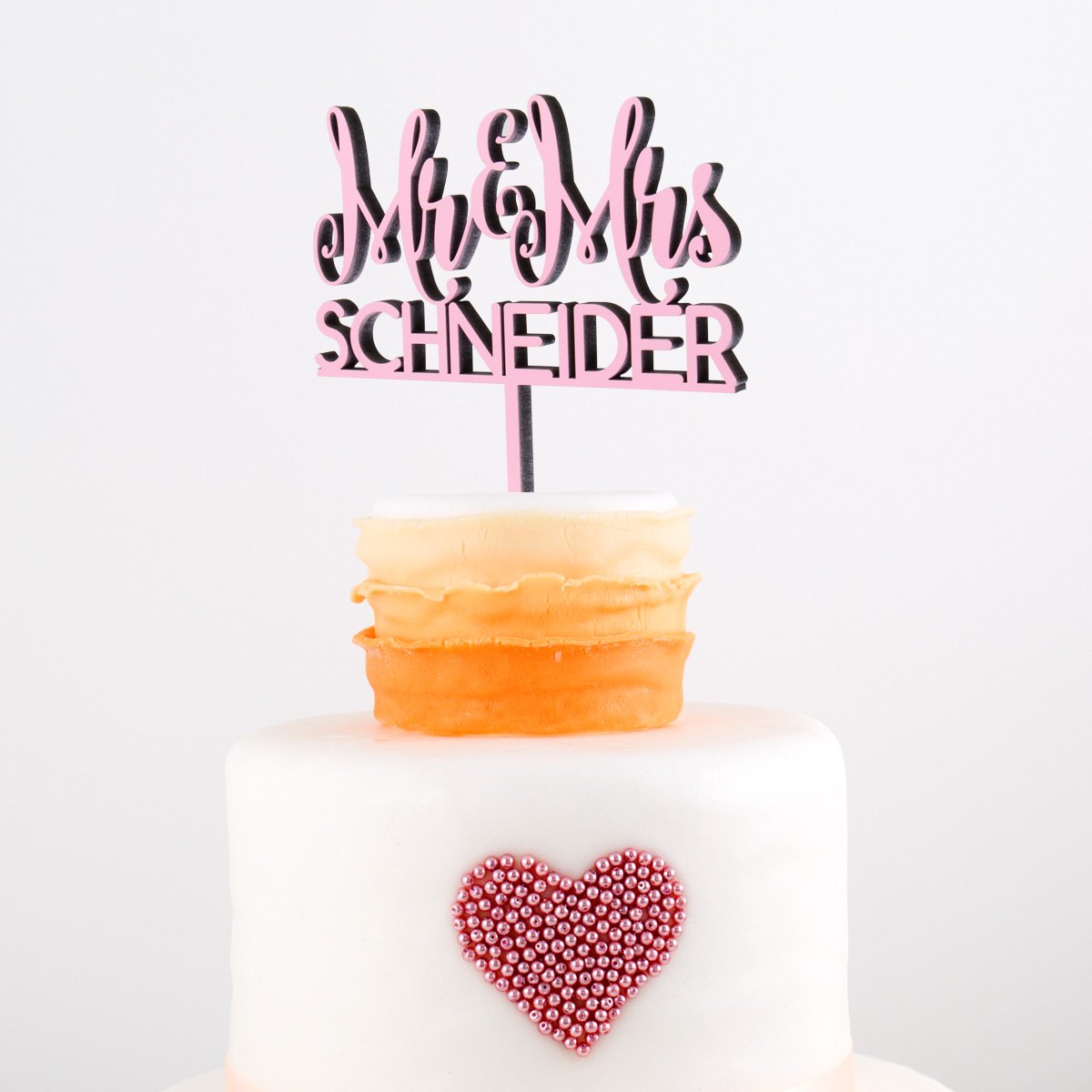 KLEINLAUT individueller Caketopper zur Hochzeit - Mr. & Mrs. Wunschname - 25cm breit - Wähle eine Farbe - Lila