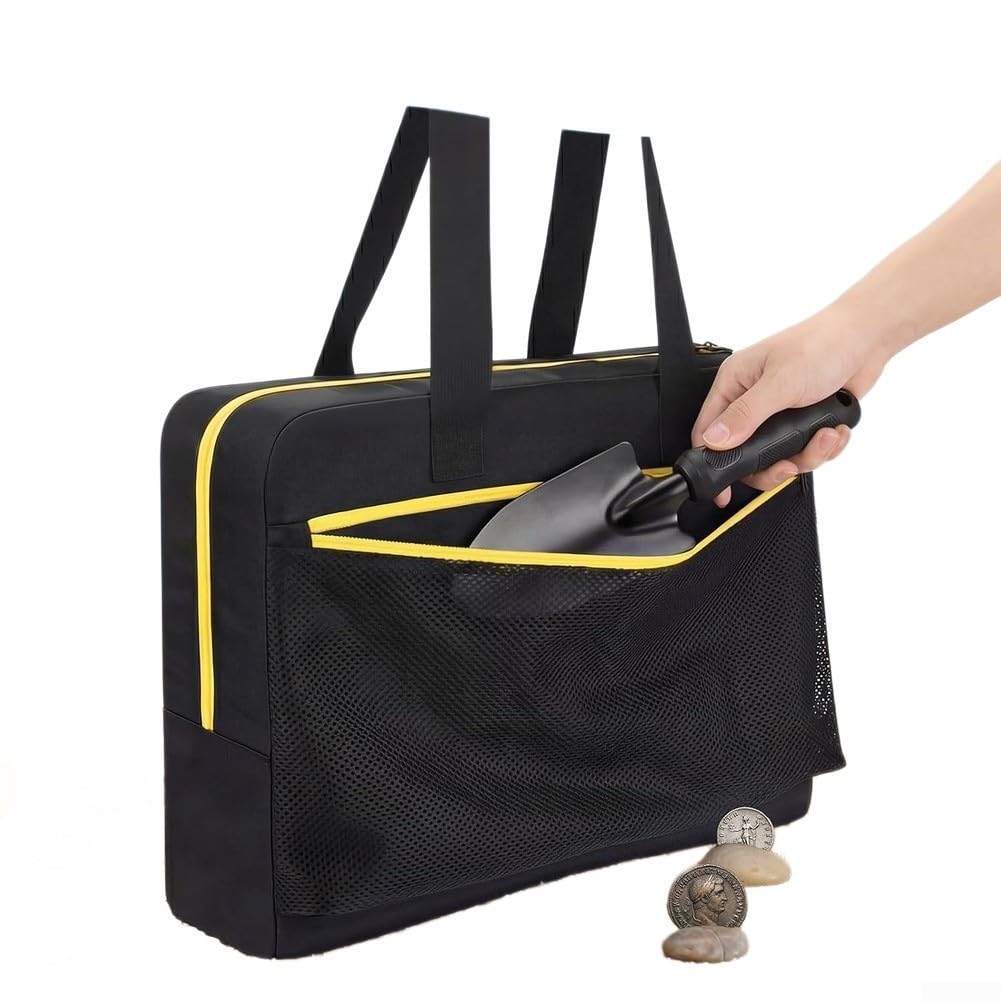 Pochette Détecteur de Métaux Nylon Imperméable de Transport Pliable avec Poche Filet pour Outils Digger Plage Trésors 44x32.5cm