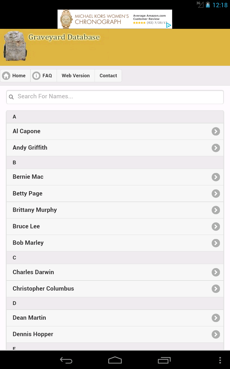 Celebrity Graves - App on Amazon Appstore