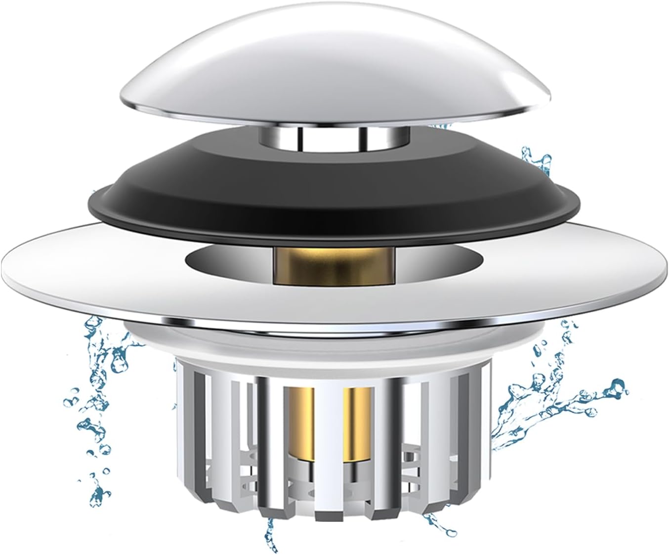 Upgraded 2 in 1 Bathtub Drain Stopper Bathtub Drain Hair Catcher, Pop-up Tub Stopper with Effective Filter Basket, Anti-Clogging Bathtub Drain Plug Bath Tub Stoppers for 1.45-1.8" Drain Shoe Silver