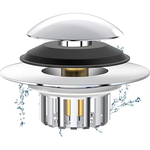 Universal 3 in 1 Bathtub Drain Stopper Bathtub Drain Hair Catcher, Pop-up Tub Stopper with Effective Filter Basket, Anti-Clogging Bathtub Drain Plug Bath Tub Stoppers for 1.45-1.8" Drain Shoe