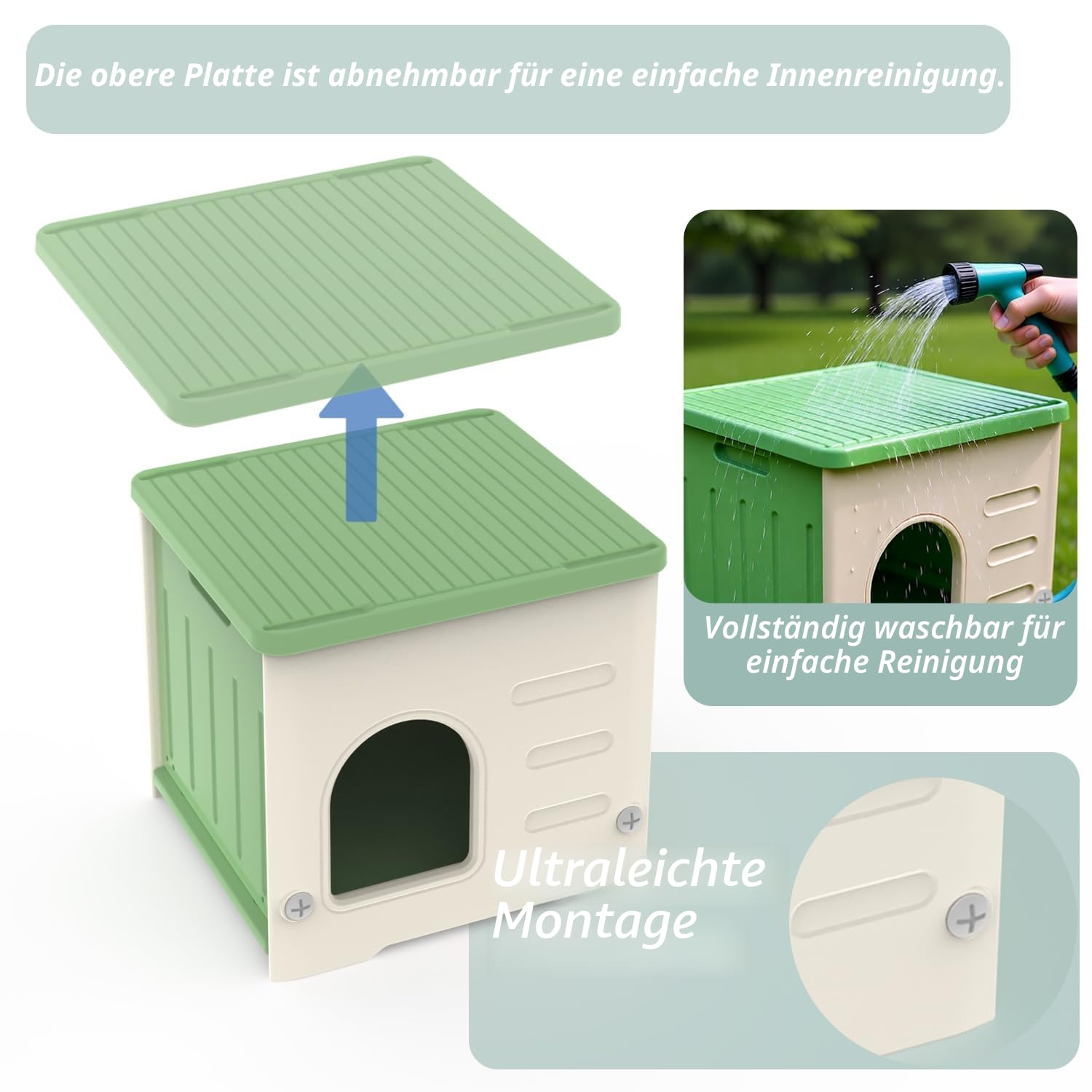 Outdoor Katzenhaus Stapelbar, Plastik Katzenunterstand Wildkatzenhaus Wetterfest Wasserdicht Erhöht