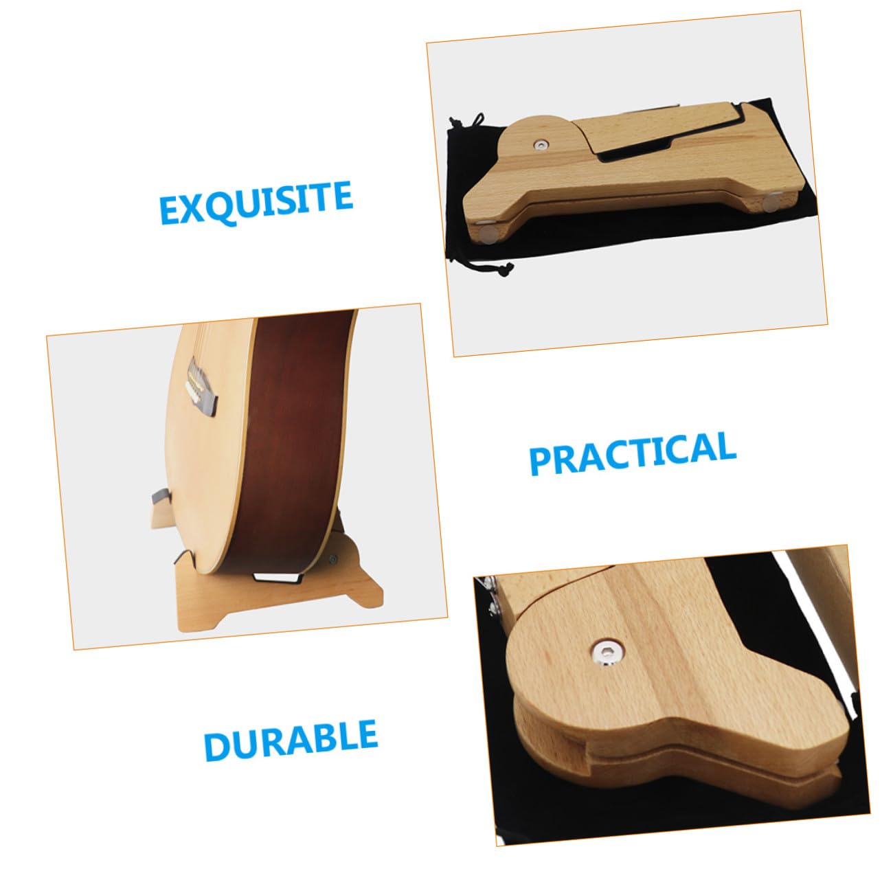 VANZACK Supporto per Chitarra in Legno Pieghevole e Rimovibile per Chitarra Elettrica e Basso, per Sala Musica o Negozio Strumenti Musicali
