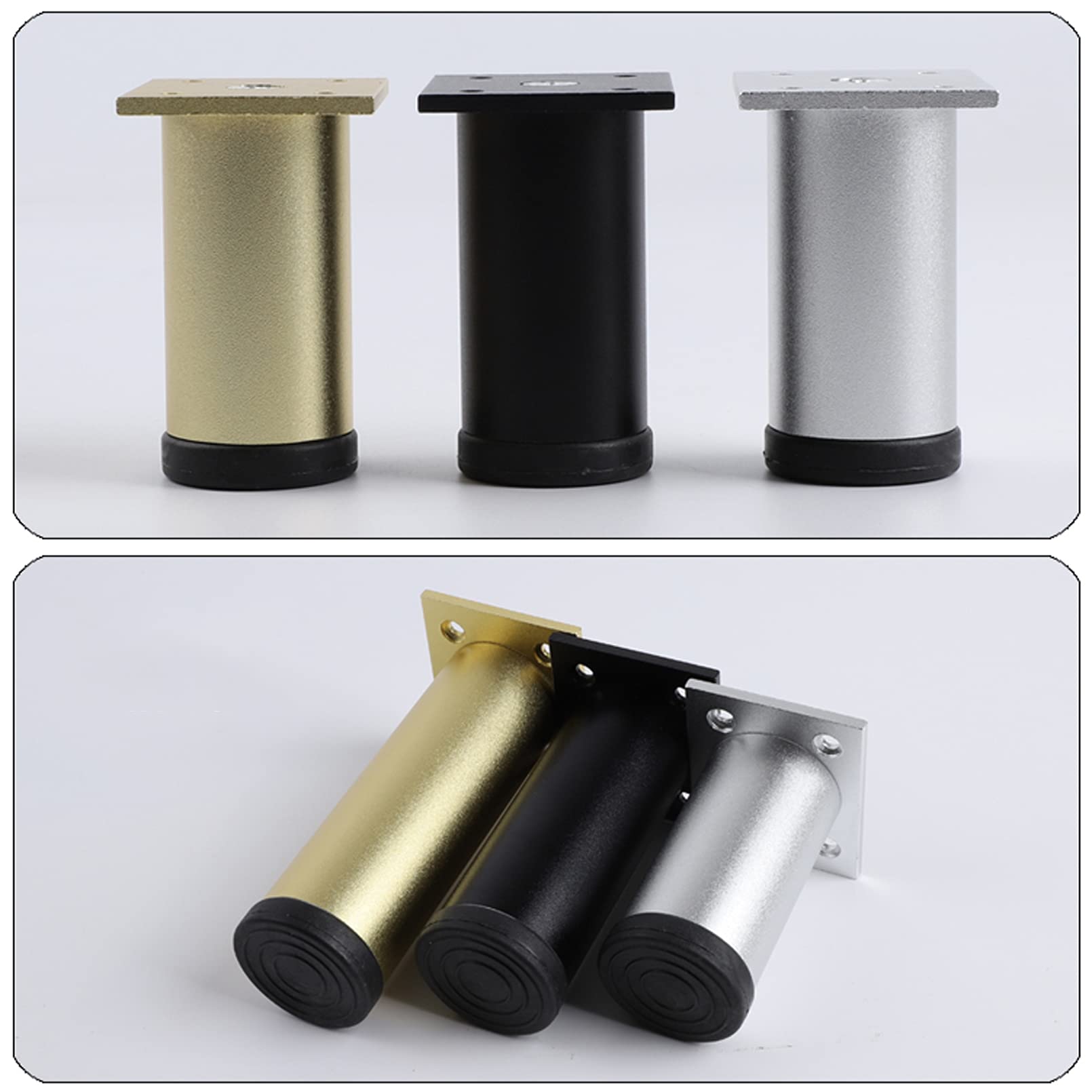 4 Piezas Pies Ajustables,Pies de Gabinete,DIY Patas de Muebles de Metal,Piernas de Mesa de ?Aleación de ?Aluminio,Altura Regulable 1-8 mm,con Tornillos de Acero Inoxidable (30cm,plateado)