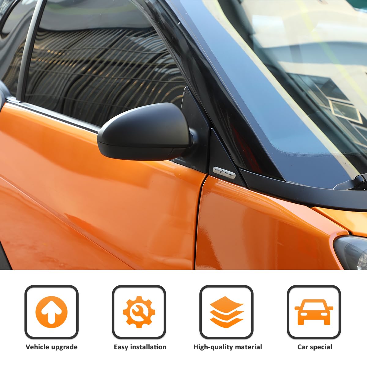 Coperture per specchietti in fibra di carbonio, adatte per Benz Smart 451 2009–2015, protezione per specchietto retrovisore esterno laterale, accessorio (Nero Opaco)