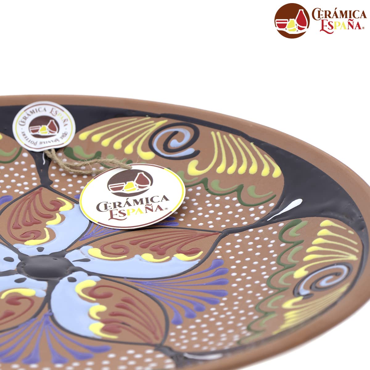 CERÁMICA ESPAÑA | Plato decorativo para pared | Modelo D29 | Decoración 100% Hecho a mano | 21x21x2.5 cm