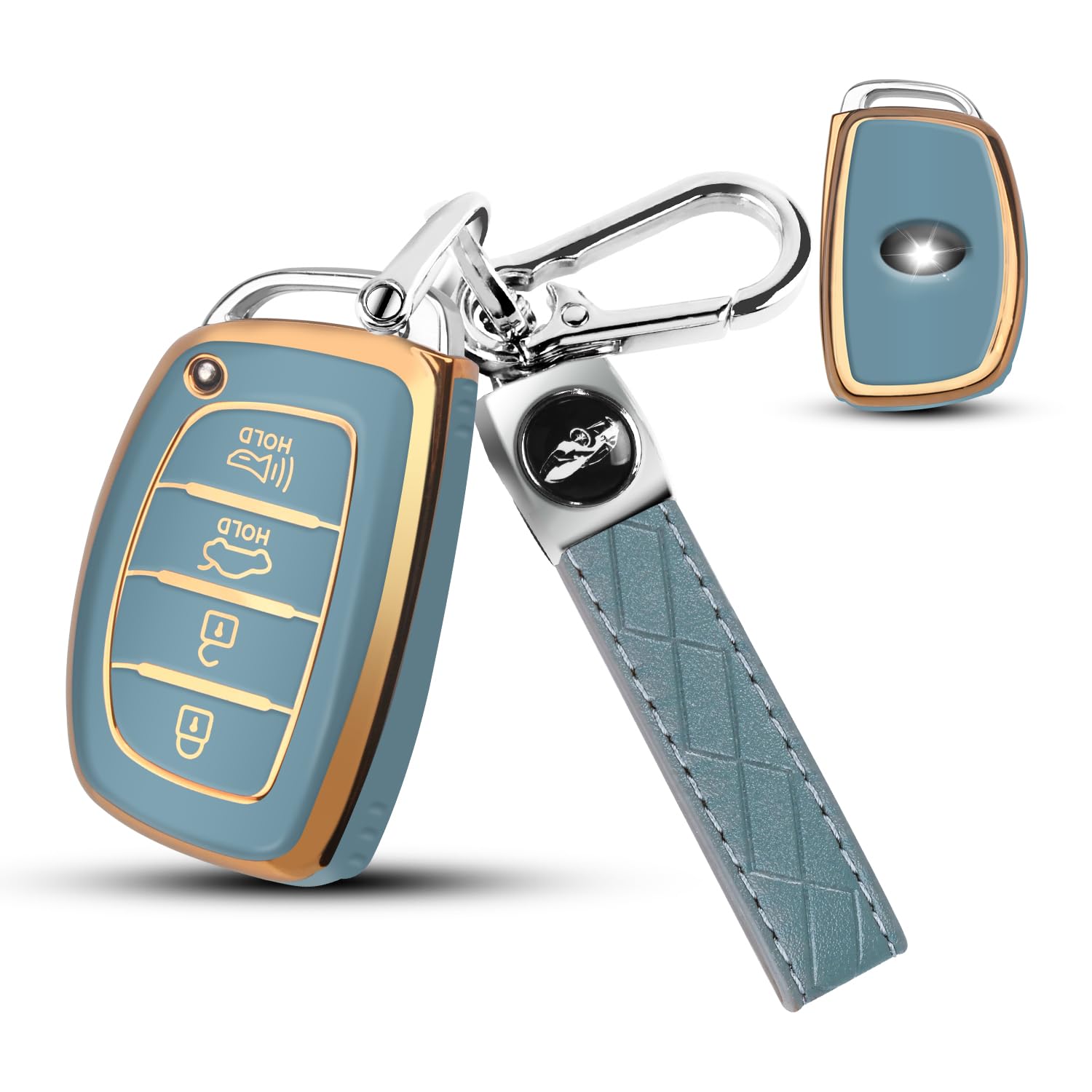 QBUC for Hyundai Elantra Key Fob Cover,Soft TPU 360 Degree Protector Key Holder with Keychain Compatible with 2021 2020 2019 Hyundai Elantra Ioniq