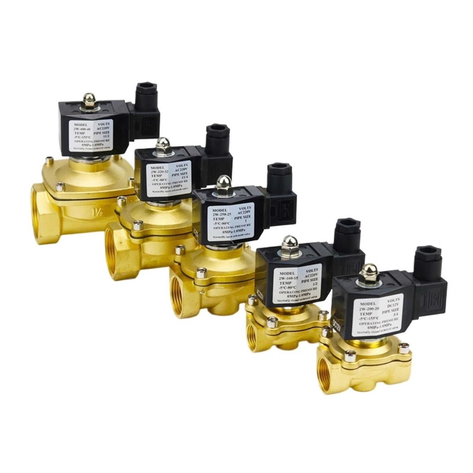 Válvula solenoide de latón DN15 normalmente cerrada para agua y aire comprimido