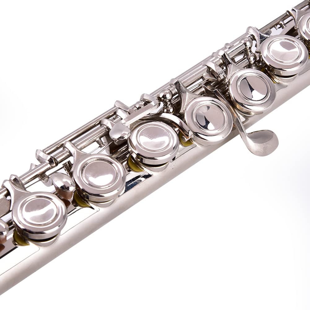 C Flöte 16 geschlossen Löcher Querflöte, 16 Löcher C Tonart Holzblasinstrument mit Korkfett Reinigungstuch Stock Lederbox