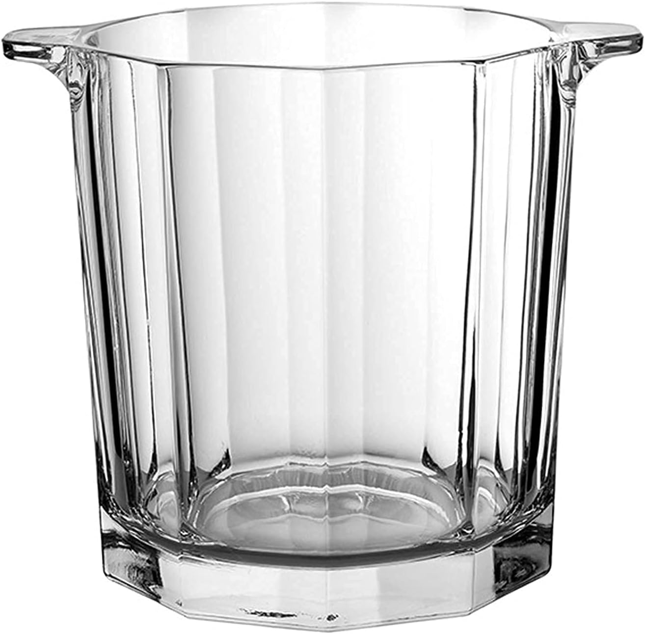 Crystal Glass Ice Bucket-1.6L-with Ice Tongs and Two Handles-Portable Chiller Bin Basket for Parties,BBQ&Buffet,KTV-Transparent