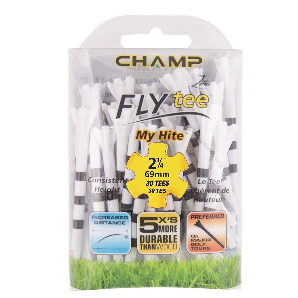 Champ My-Hite FlyTees 2 3/4" - 30 Pack - White/Black