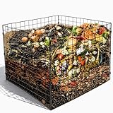 Large Compost Bin Outdoor, Square Mesh Garden Wire Compost Bin for Stacking Leaves and Yard Waste 36X36X28 Inches