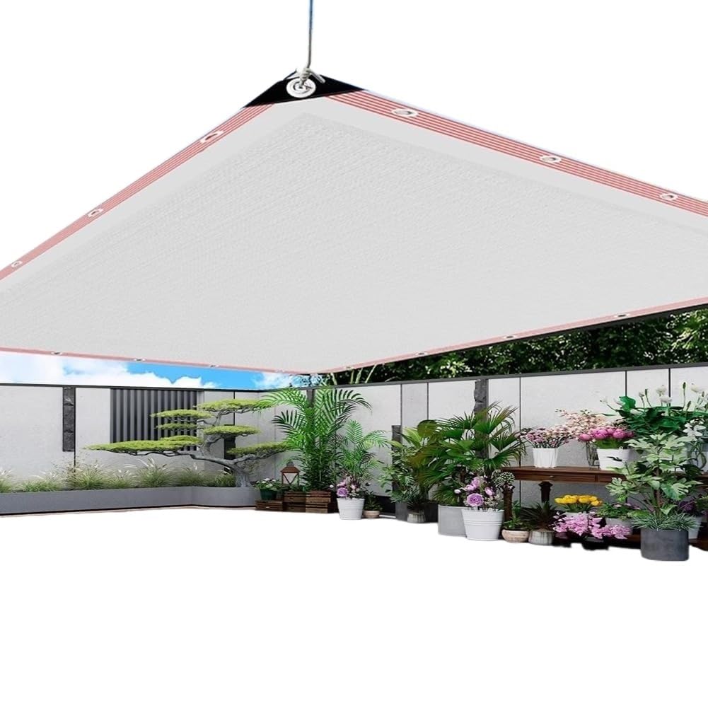 Shade Cloth Net, Mesh Sun Shade Cloth White Multiple Sizes With Grommets For Patio Gardenion(8x8m)