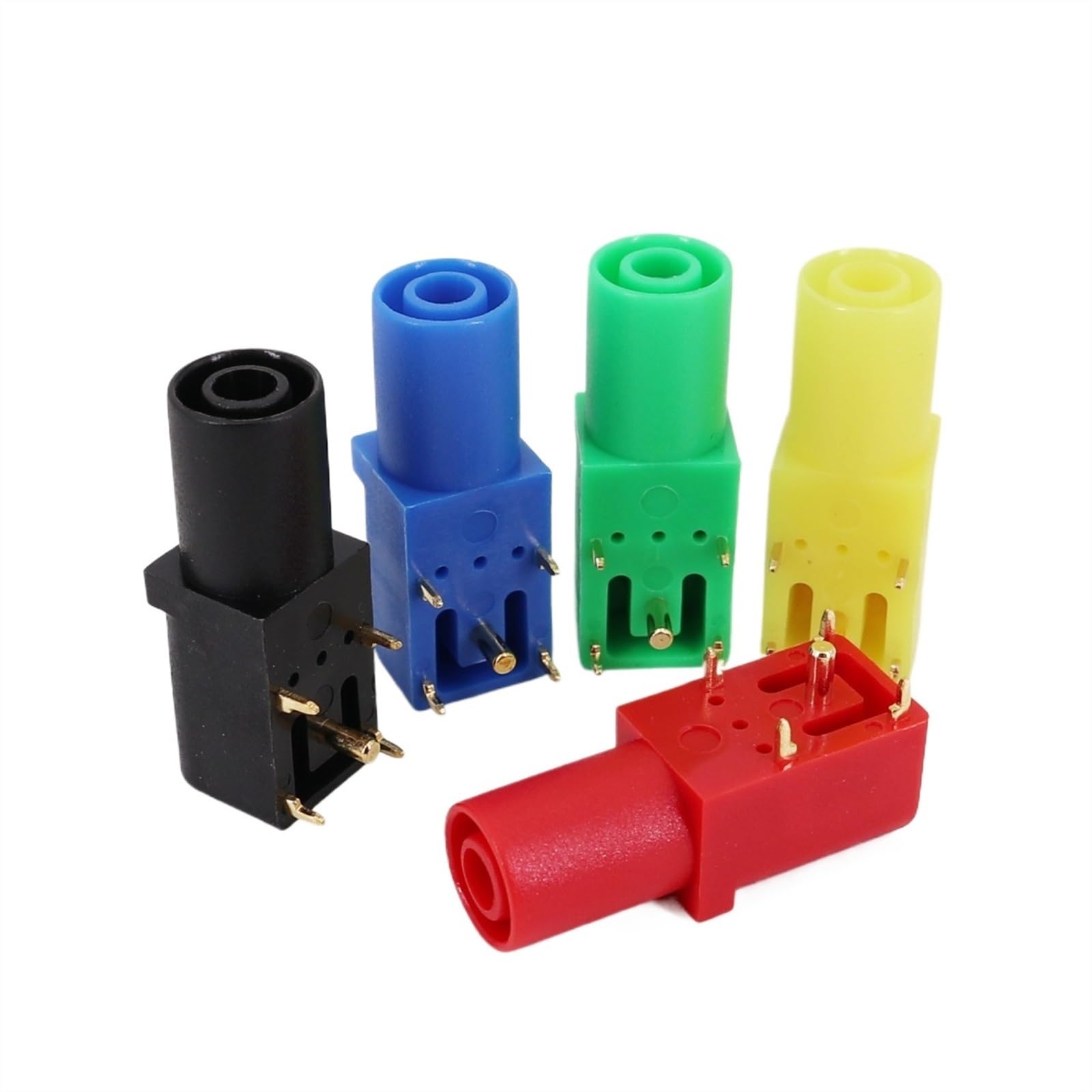 5 connettori a presa jack femmina a banana da 4 mm placcati in oro con montaggio ad angolo retto (5 pezzi rosso)