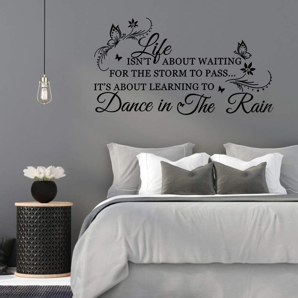 Pssopp La Vita Non è Aspettare Che Passi La Tempesta Adesivo da Parete Rimovibile Decorazioni per La Casa in PVC Citazione Artistica Motivazionale per Camere da Letto e Uffici 57 X 108 Cm