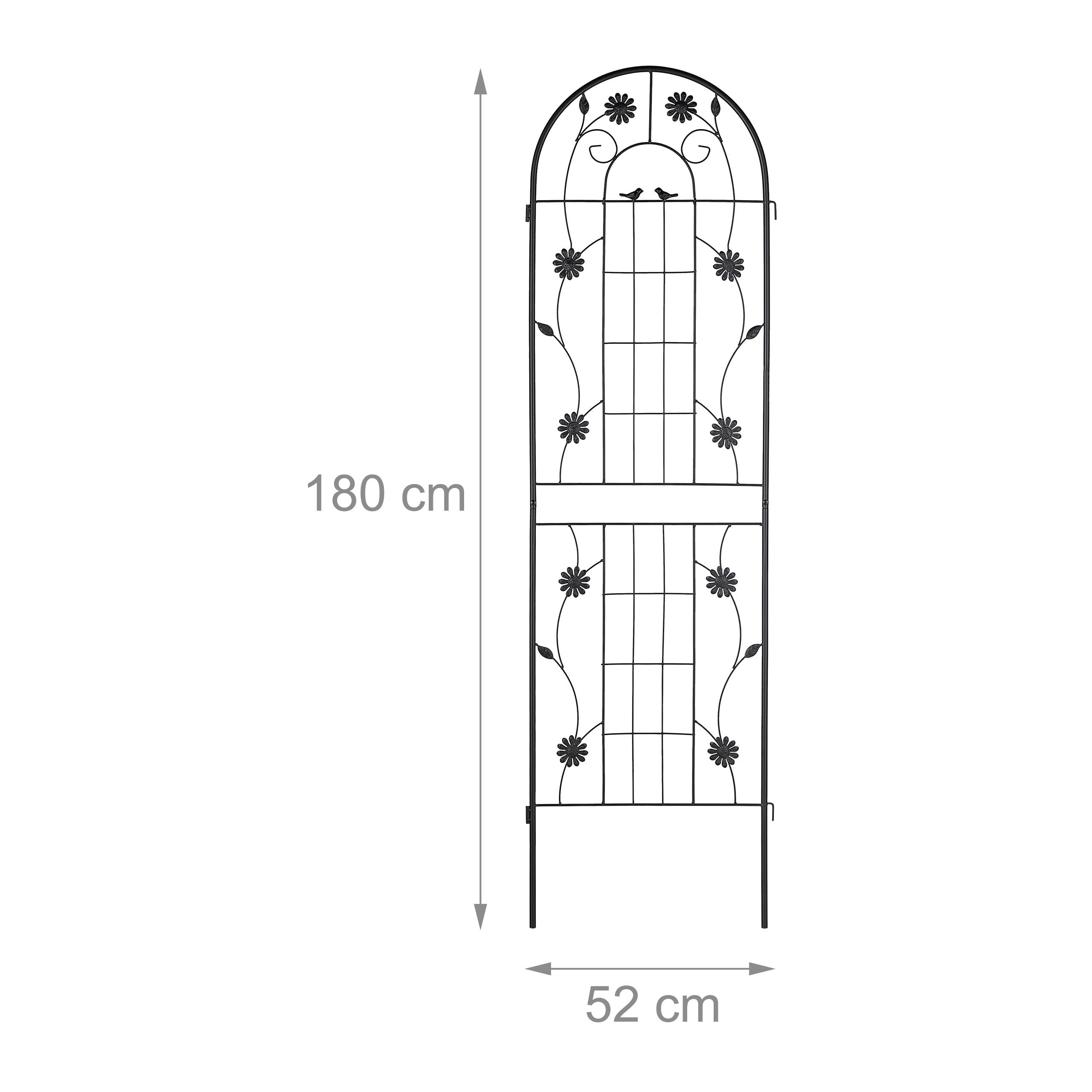 Relaxdays Grigliati per Rampicanti, Set da 2, HxL 180 x 50 cm, Supporti in Metallo per Piante, Tralicci a Incastro, Nero