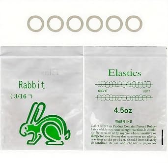Dental Orthodontic Elastics Rubber Bands Braces Bands with 2Packs, 200pcs Braces Rubber Bands for Teeth Gap,Crooked Teeth,Braces Rabbit 3/16" 4.5OZ