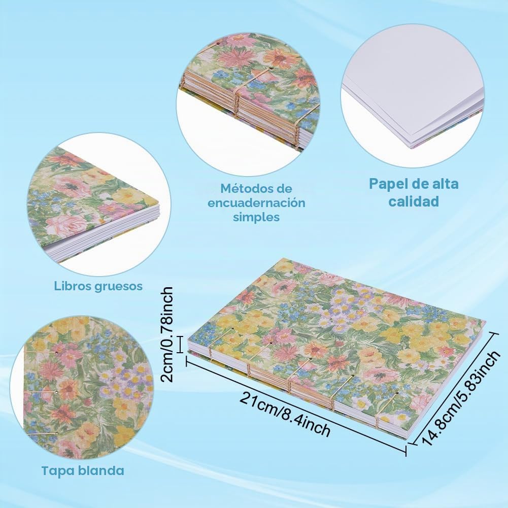 WEBEEDY Kit completo de encuadernación de libros para adultos principiantes, kit de fabricación de libros coptos con hilo, agujas de coser, papel, carpetas de huesos para manualidades de papel, regalo