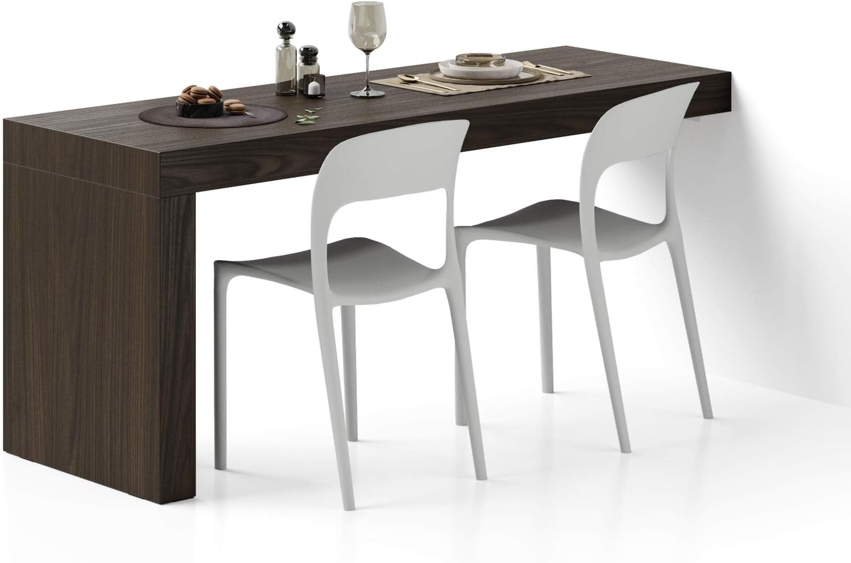 Mobili Fiver, Evolution Fixed Table with One Leg 180x60, Dark Walnut, Made In Italy