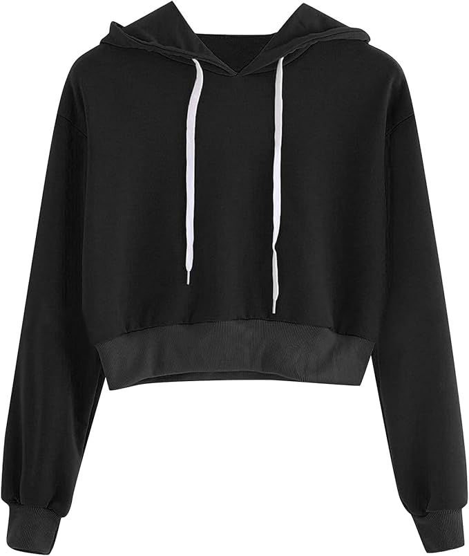 Zilosconcy Girls Women's Crop Pullover Letter Long Sleeves with Hood Sweatshirts  Oversized Autumn Crew Neck Sportswear Crop Hoodie Sport : Amazon.de: Fashion