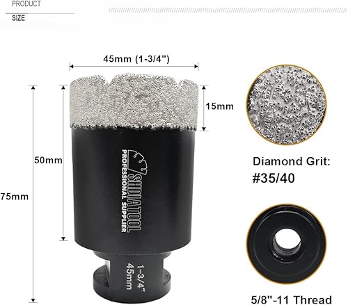 Vista 23 de SHDIATOOL Brocas de diamante de 5/8 pulgadas para azulejos de cerámica, cerámica, mármol, núcleo de ladrillo, sierra de agujero con eje de 5/8