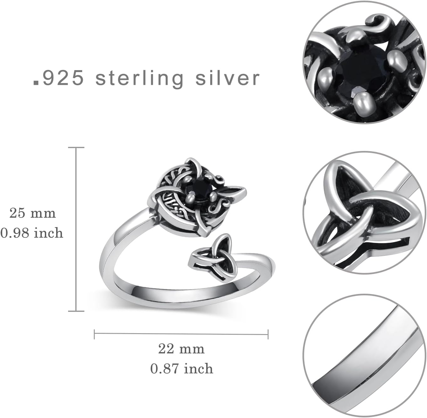 Witches Knot Ring 925 Sterling Silver Moon Witches Knot Ring Celtic Witches Knot Jewelry Gifts for Women - Image 4