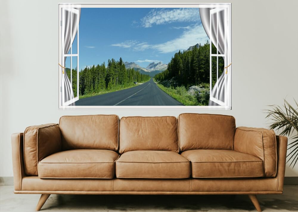 JVERF - JZZE34664 Icefield Parkway Canada Banff| Self-Adhesive Open Window Wall Sticker