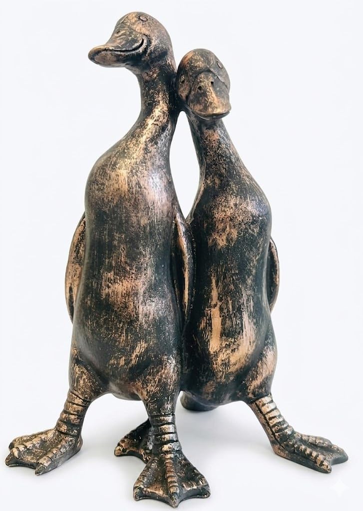 My Square Mile Vintage Bronze Duck Garden Ornament Outdoor/indoor Statue Sculpture Pair Of Love Ducks Gift (Large 29cm)