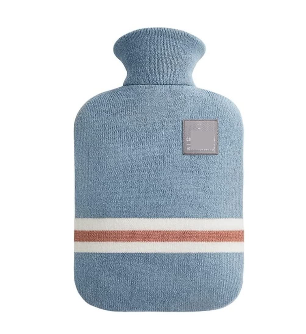 Bolsa Agua Caliente Botella de Agua Caliente con Cubierta Tejida Bolsa para Adultos Alivio del Dolor Cuello Espalda Dolores Cabeza Noches acogedoras Térmica(A,1L)