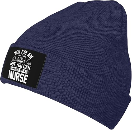 Yes I m an Angel But You Can Call Me Nurse Beanie Hat for Men Women Soft Cozy Knit Hats Winter Warm Skull Cap