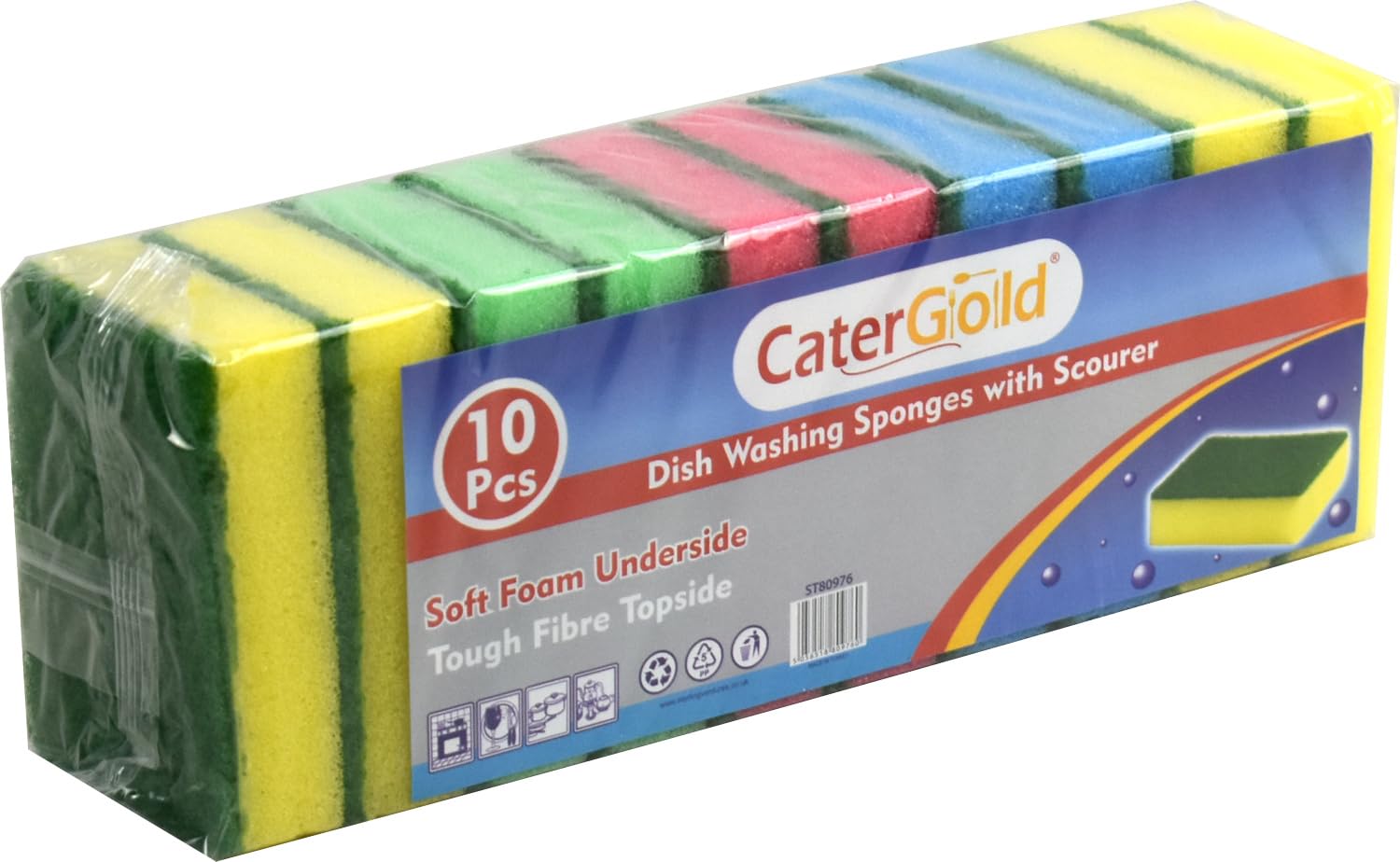 Sterling Ventures Multicolor Cleaning Absorbant Foam Sponge Scourers 10Pk