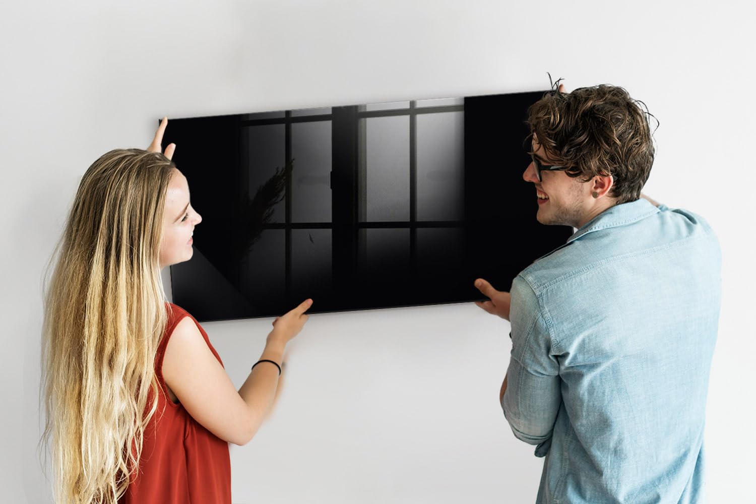 Dekorative Glas-Magnettafel | Komplettset mit Neodym-Magneten, Marker & Schwamm | Hochwertiges Sicherheitsglas | Perfekt für Notizen & Terminübersicht- 120x60 - Schwarze Farbe