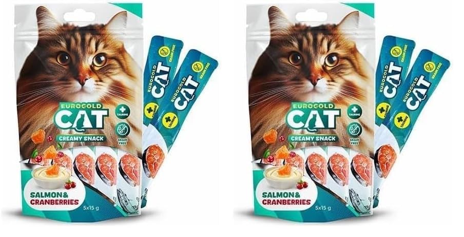 EuroGold Cat Sıvı Kedi Ödülü Somon-Kızılcık 5x15 gr 2li paket
