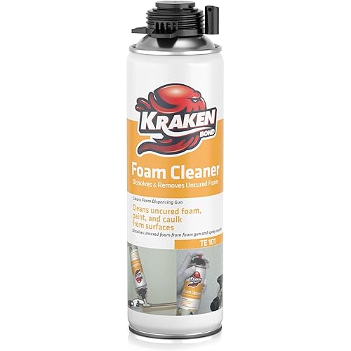 Kraken Bond Spray Foam Gun Cleaner - (1x12.3oz) Polyurethane Insulation Cleaner Spray, Dissolves Uncured Expanding Foam Cleaner Spray for Extended Tool Durability - 1 Pack