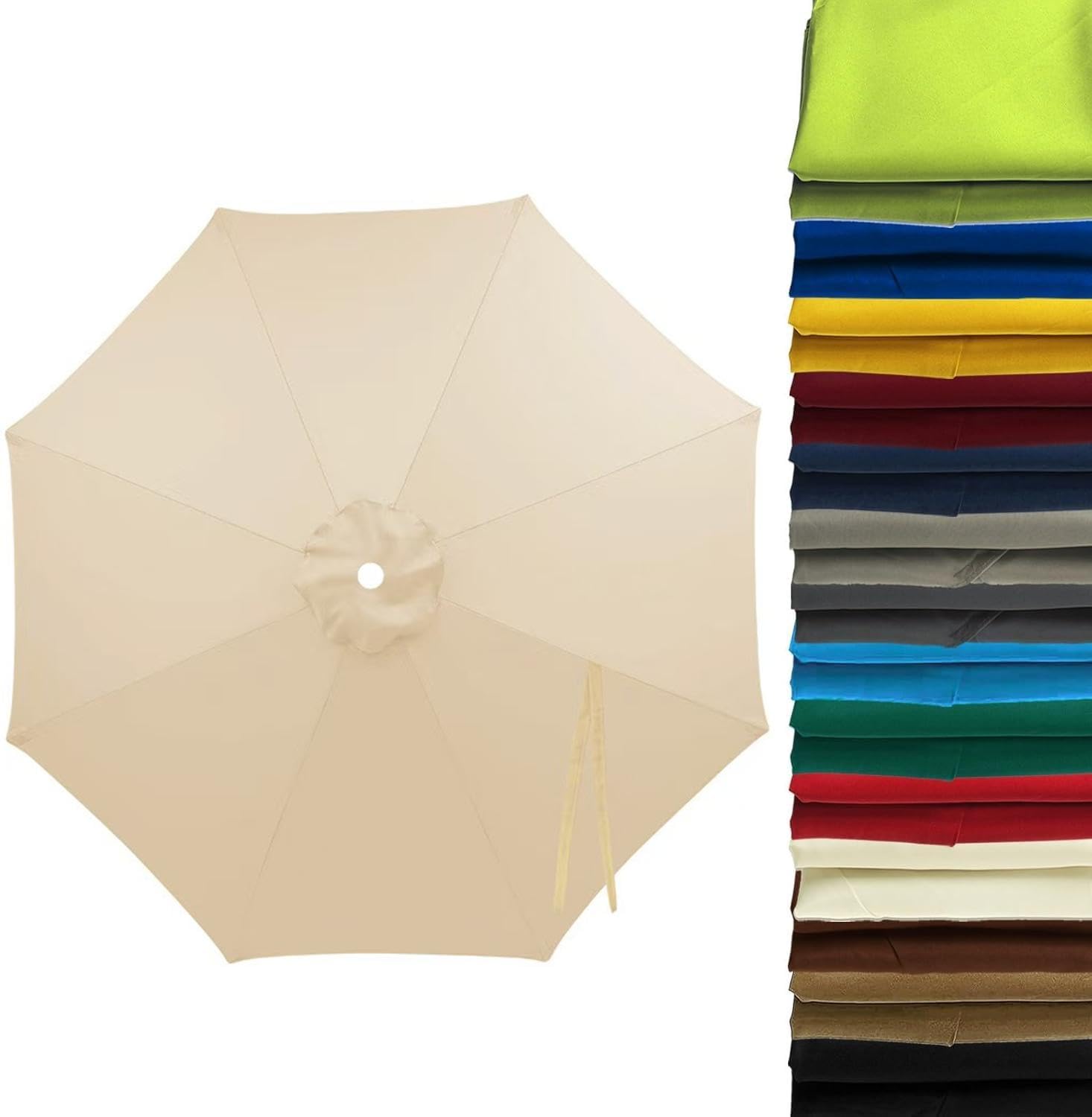 Replacement Cover for Parasol 2m/2.5m/2.8m/3m/3.5m/4m for 6/8 Ribs | UV50+ Windproof and Waterproof | Premium Fabric Light Grey for Garden, Terrace, Beach, Pool, #8-270cm 6 Streben