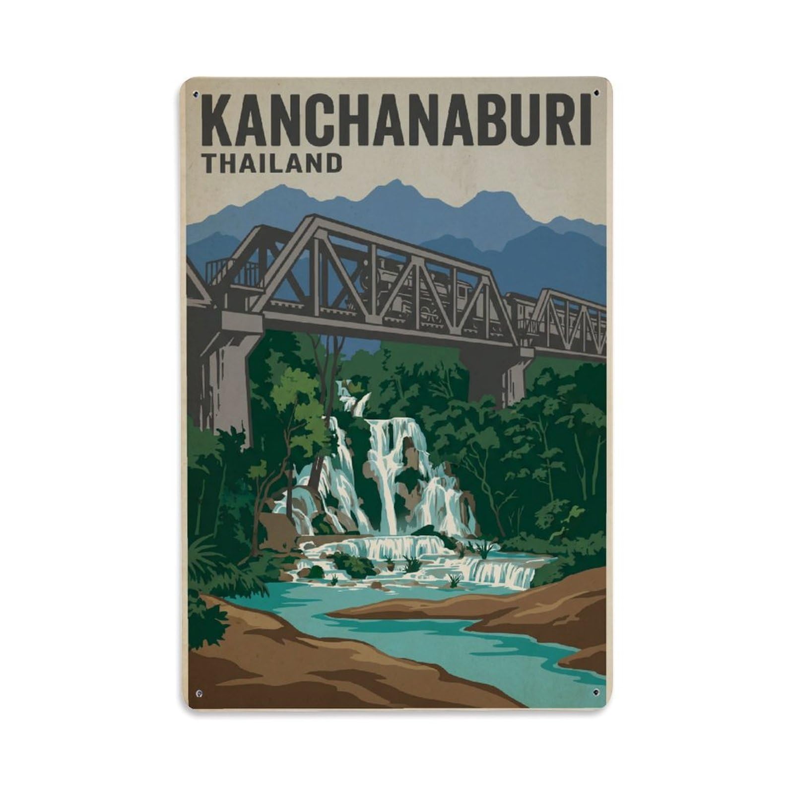 Thailand Kanchanaburi Retro Travel Metal Tin Sign