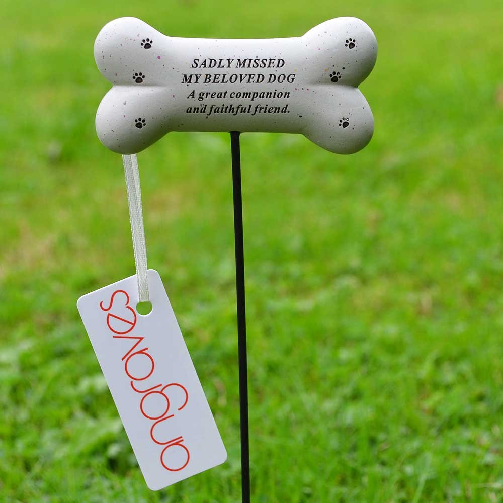 Angraves Beloved Dog Sadly Missed Bone Memorial Pet Memory Tribute Stick