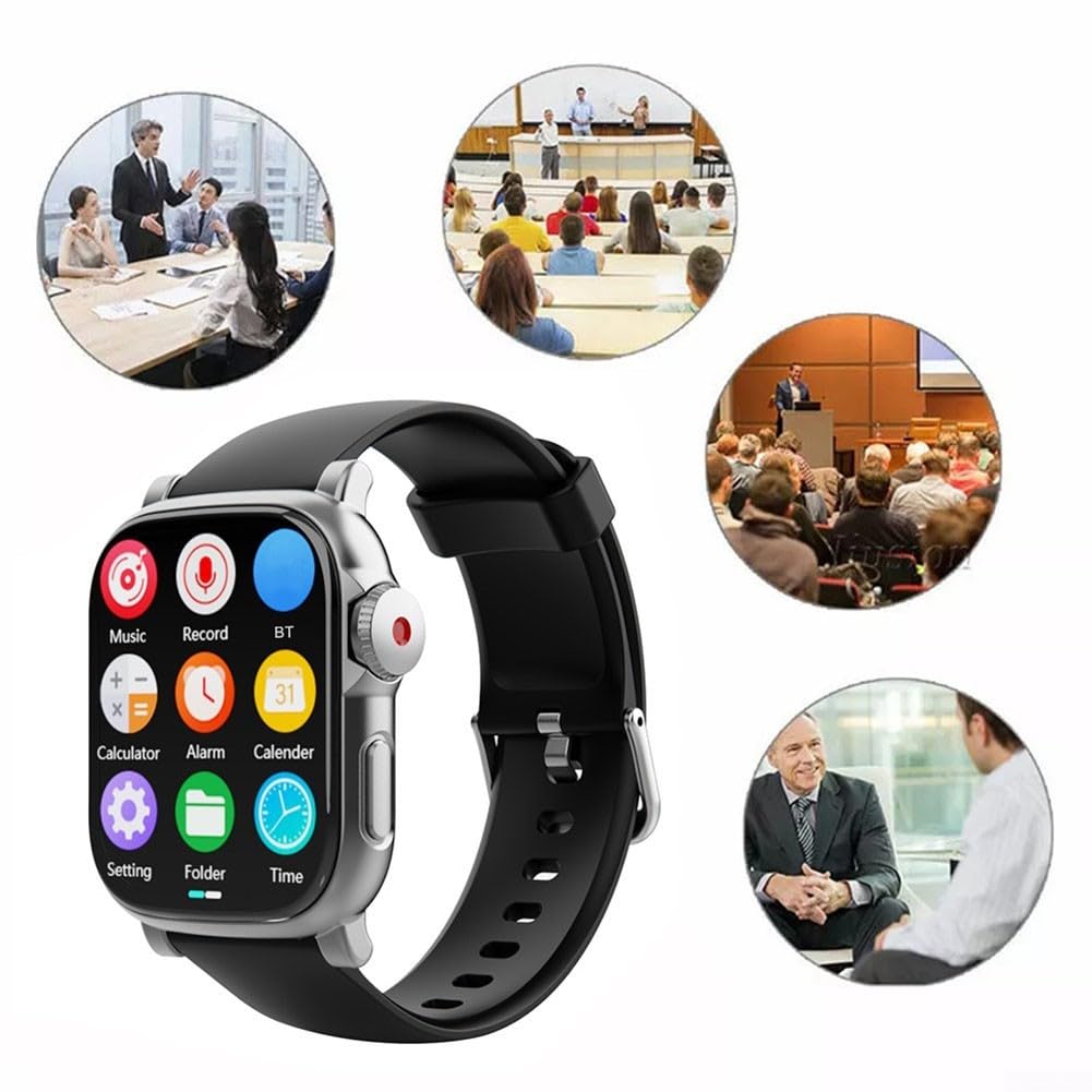 Reloj MP3 inalámbrico con pantalla táctil HD, reloj inteligente deportivo de metal de 2.01 pulgadas para función de reproductor de música y video (negro y gris, 64 GB)
